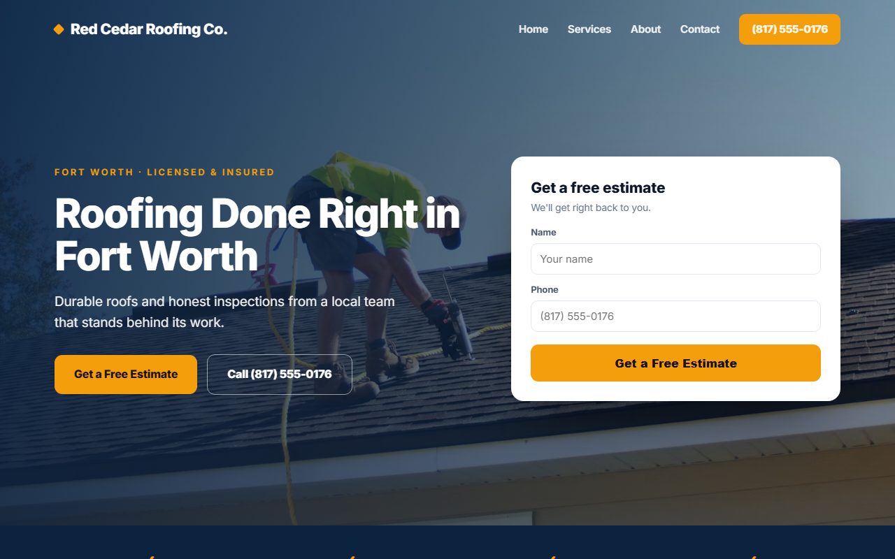 Roofing contractor website